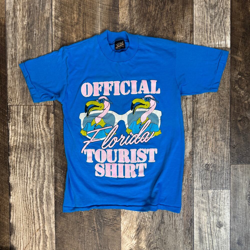 Vintage Florida Tourist Shirt Flamingo Graphic Tee 90s Made USA Single Stitch - Picture 2 of 9